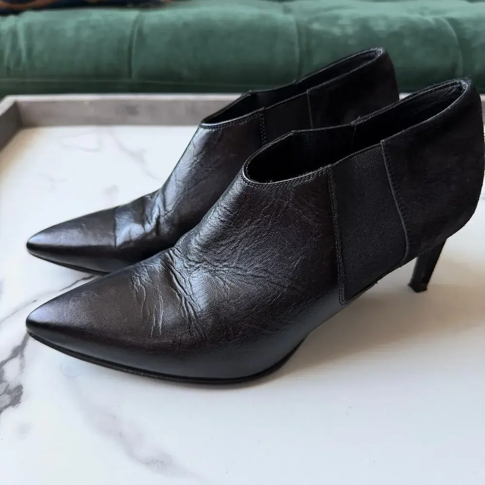 Rag & Bone Beha Black Leather Suede Chelsea Booties Size 37.5 - Picture 6 of 10